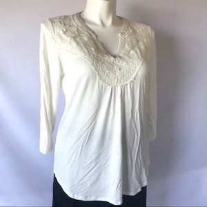 Adiva Boho Cream Top. Size L  NWOT